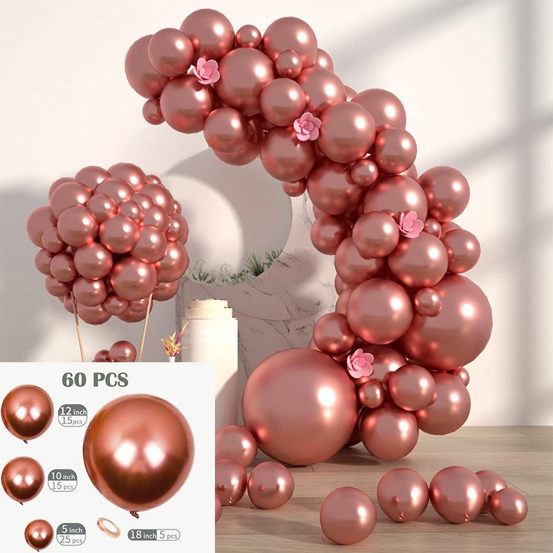 60/100Pcs Solid Color Metal Balloon Wreath Arch Set For Wedding Birthday Party Christmas Halloween Decorations