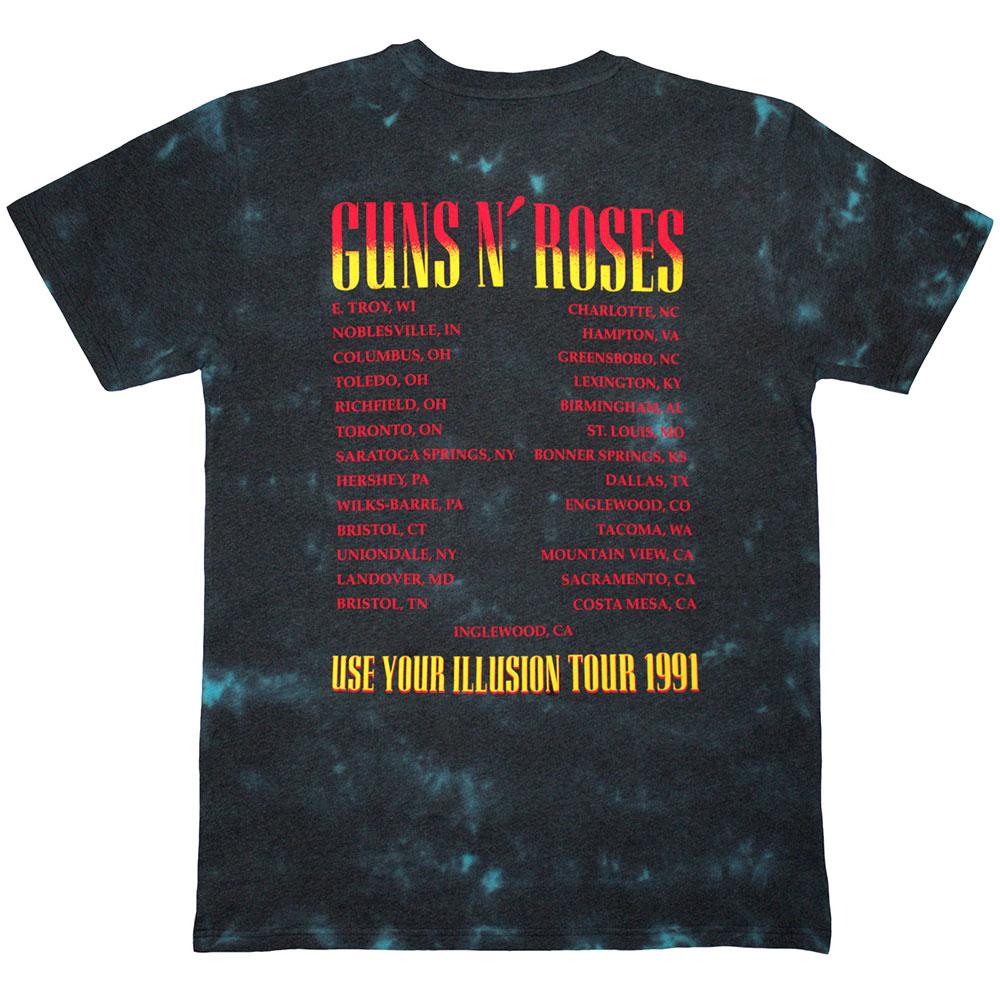 Guns N Roses Unisex Adult Use Your Illusion Tour 1991 Back Print Washed T-Shirt