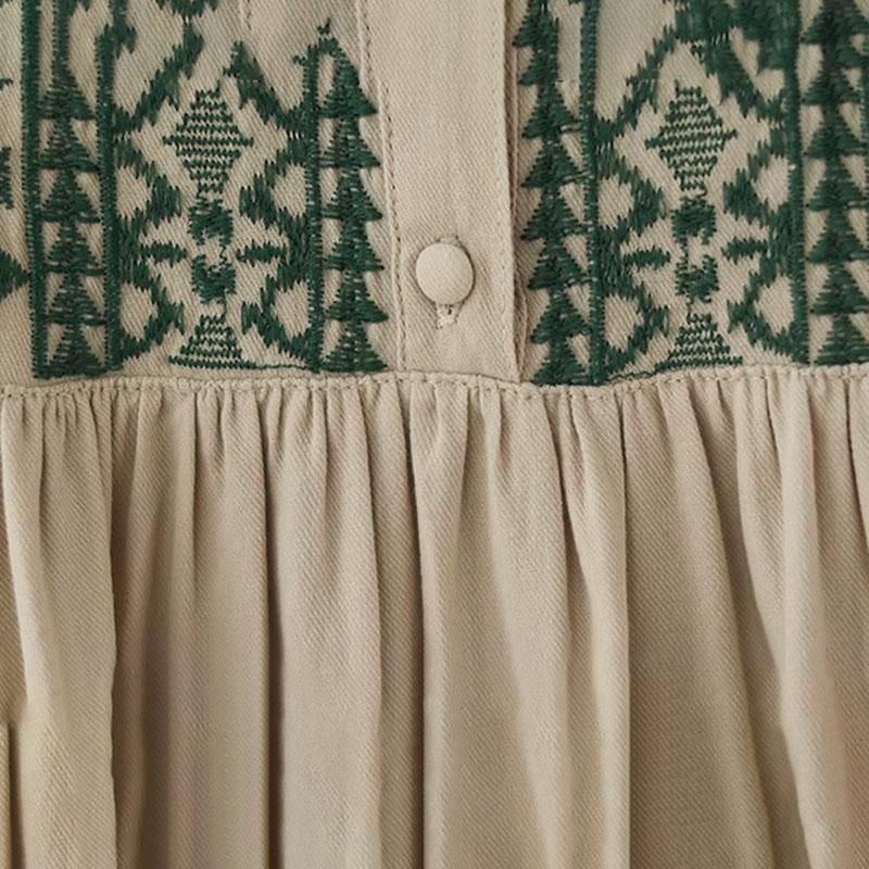 Długa sukienka damska bawełniana duży rozmiar luźna letnia retro szwy haftowana sukienka z długimi rękawami do kolan cienka duża sukienka typu swing