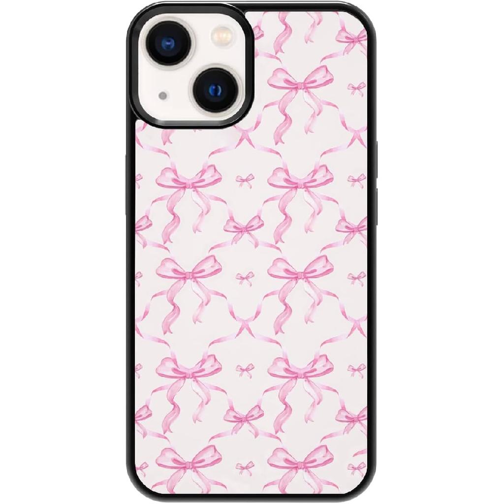 Aesthetic Pink Ribbons Bow Tie Pattern Case Compatible with iPhone 11,Pink Bows Phone Case,Custom Bow Protective Cases with Soft TPU Material for