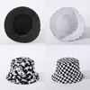 Versatile Black White Print Fisherman Bucket Hat Featuring A Fun Smiley Face Patch For Men And Women