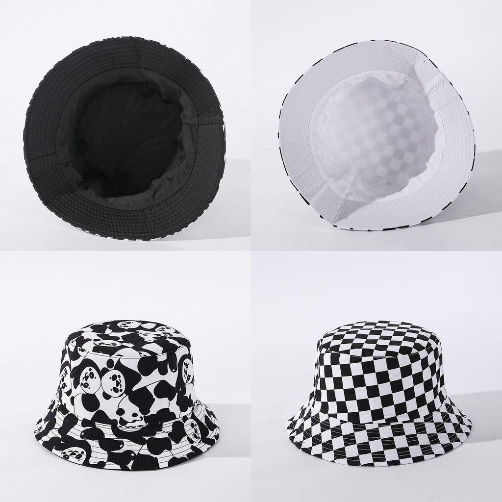 Versatile Black White Print Fisherman Bucket Hat Featuring A Fun Smiley Face Patch For Men And Women
