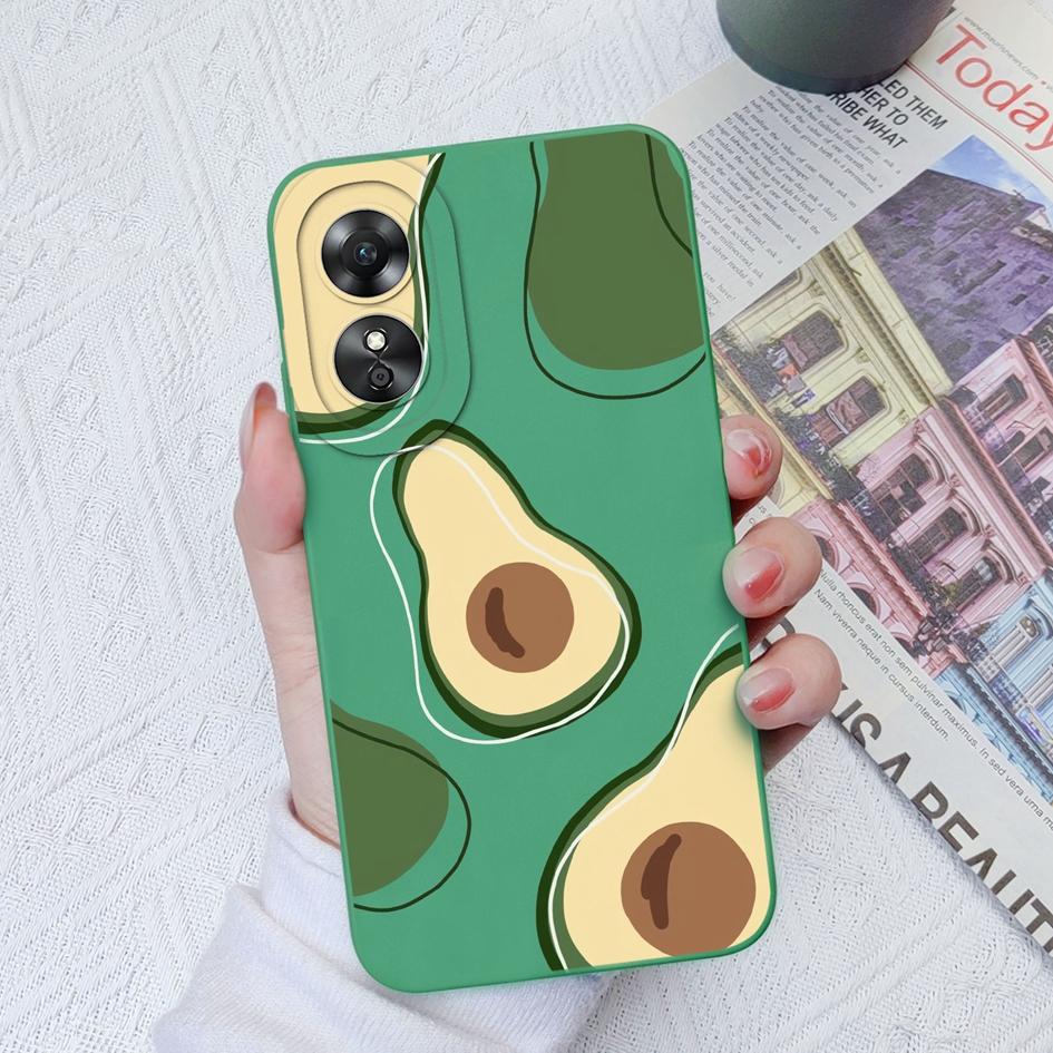 For OPPO A9 2020 A15 A15S A17 A58 A1Pro 5G Phone Case Fashion Avocado Flower Camera Protection Liquid Silicone Soft Cover For OPPO A33 Fundas Coque
