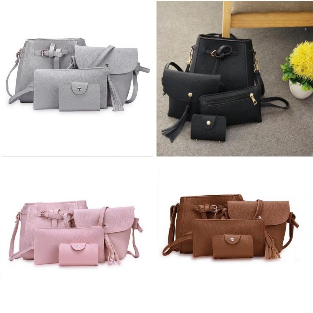 Sophisticated Women's 4pcs Handbag Set With Timeless Design And Solid Colors