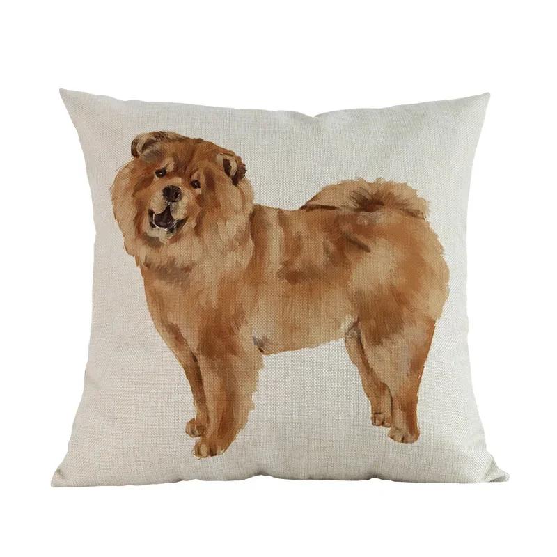 Watercolor Style Pet Dog Cushion Cover Home Living Room Sofa Decoration Pillow Case Chair Car Bedroom Decorative Pillowcase Gift