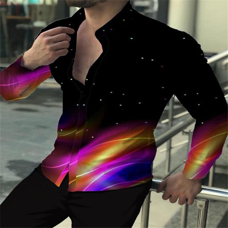 Fashion Men's Shirt Floral Rose High Quality Soft Comfortable Selling European Size Men's Lapel Tops Decoration
