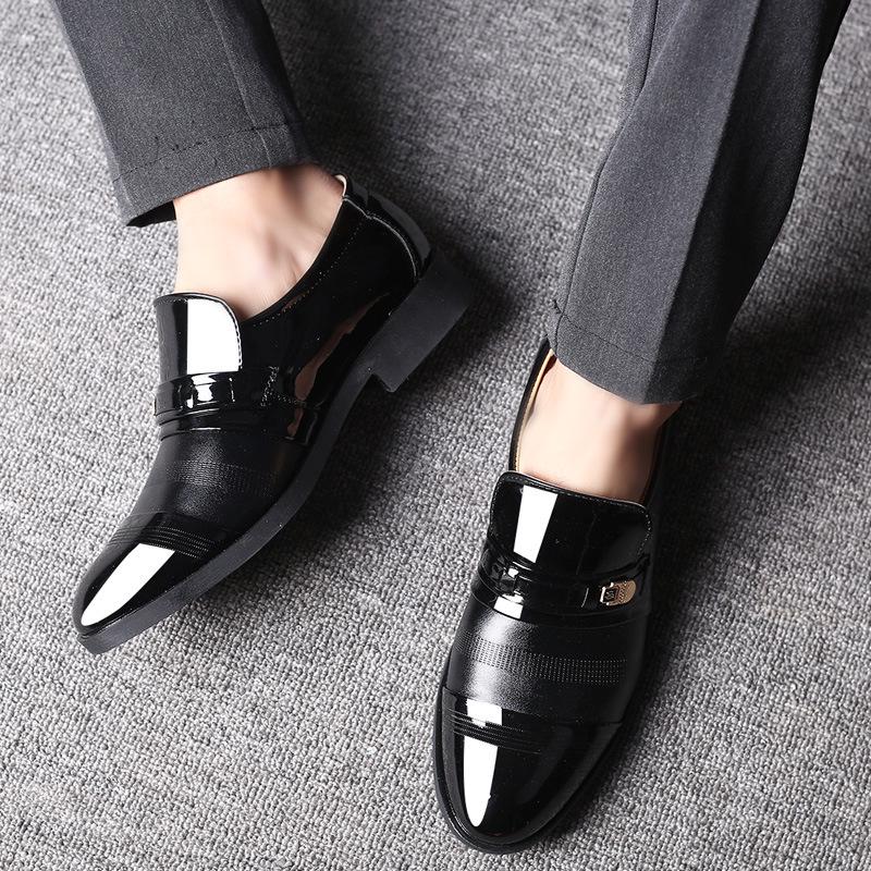 Summer leather shoes men's business dress shoes one pedal casual shoes large size wedding shoes versatile single shoes