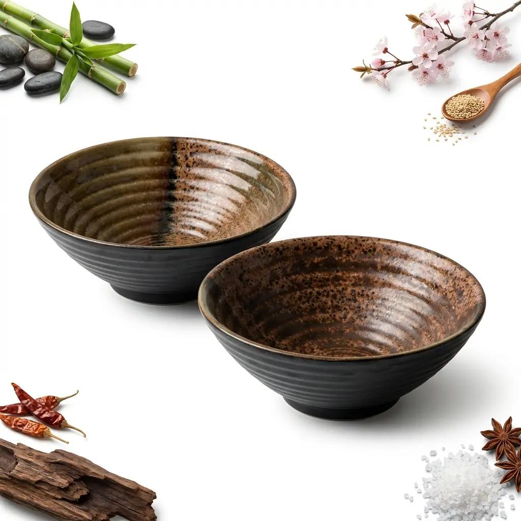 BOWL DEEP DINNER PLATE SET OF 2 pcs 1L FOR RAMEN NOodles Soups Ø20.7