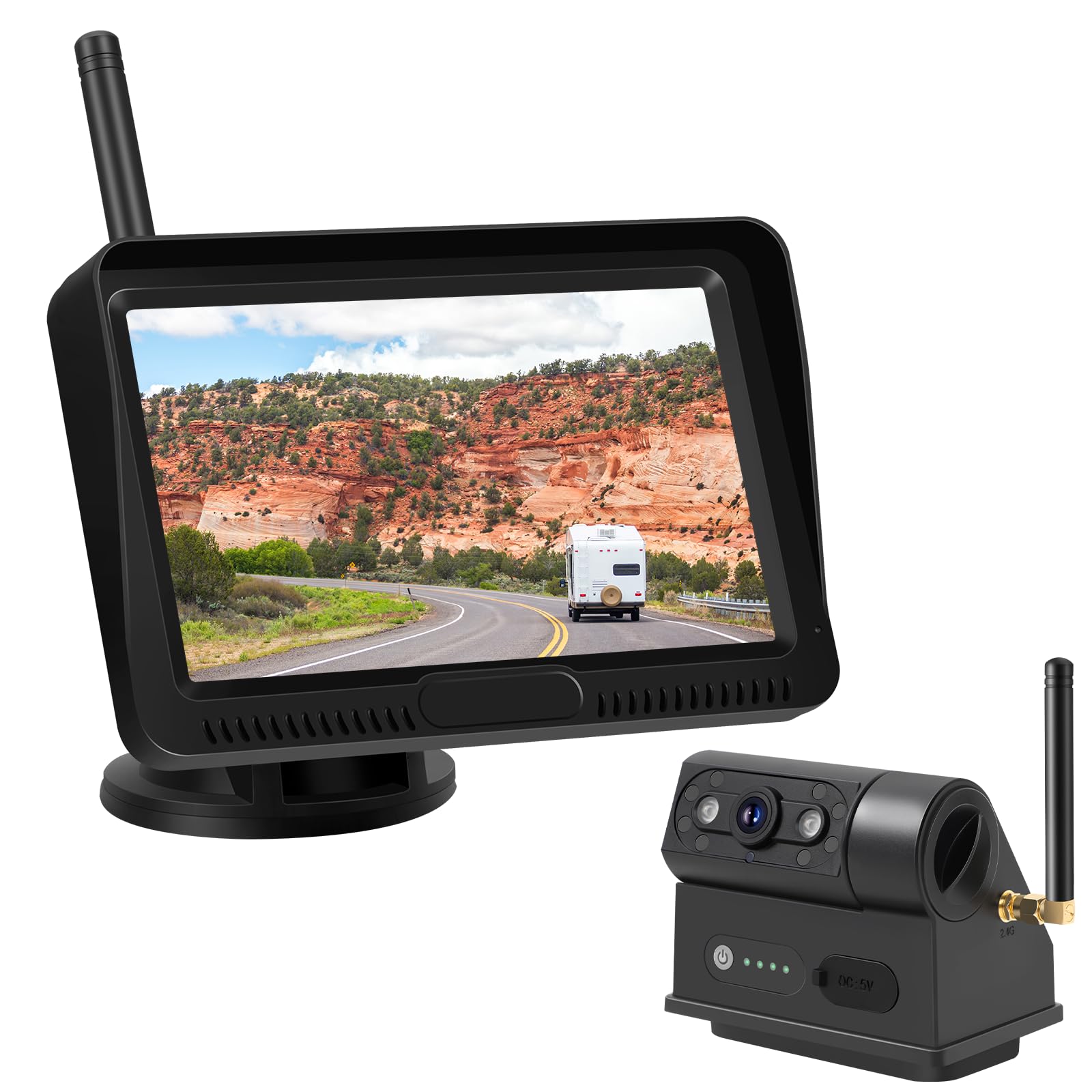 

Беспроводная камера заднего вида Tonowu Перезаряжаемая Магнитная Водонепроницаемая Камера заднего вида HD-изображение Цифровая Инфракрасная Ночная Солнечная Совместимая с DC Гарантия 5-дюймовый