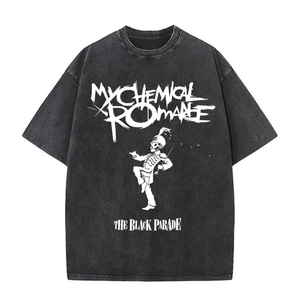 Washed Vintage Rock Band My Chemical Romance The Black Parade Tour 2026 T-shirt Men Women Fashion Punk Emo Oversized T Shirts