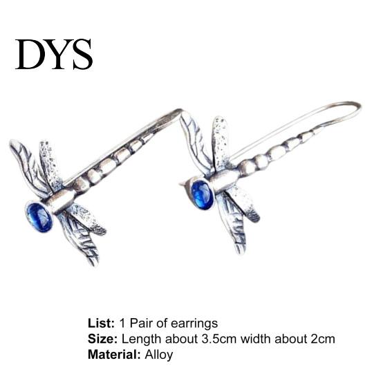 Geometric Earrings 1 Pair Women Dragonfly Rhinestone Jewelry Vintage Animal Hook for Wedding Party