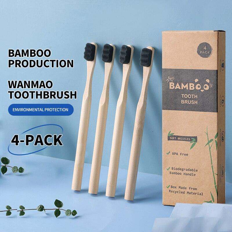 

Biodegradable Bamboo Toothbrush Environmentally Friendly Natural Material Ultra Dense and Soft Bristles10 Thousand Br