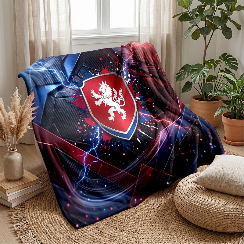 Czech Republi Football Printed Flannel Blanket Skin Friendly Warm Decorative Throw for Indoor Couch Bed Daily Use