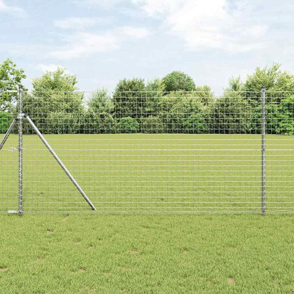 Fence Post Set 2 Pcs Silver Powder Coated Steel