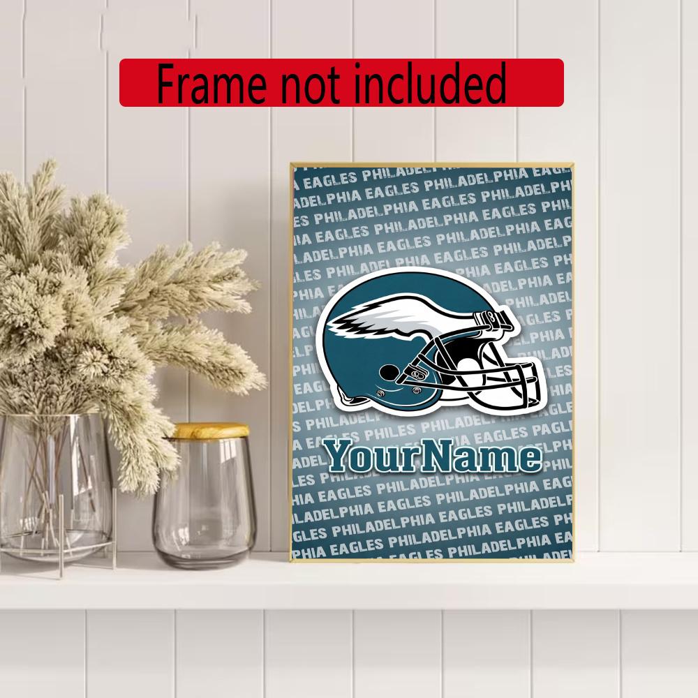 Philadelphia Eagles Customize Your Name Diamond Painting Round Diamond Diy Frameless Holiday Artwork Suitable For Home Office Wall Decoration