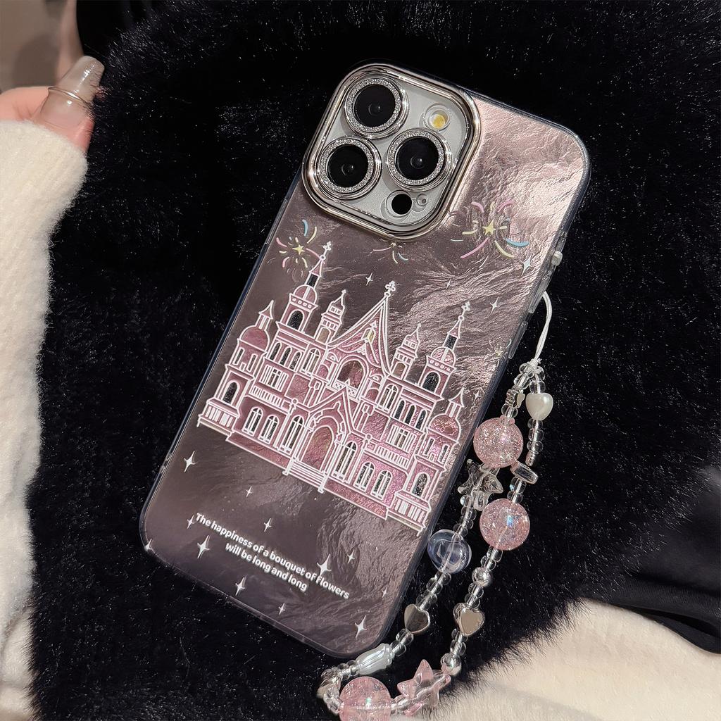 Girl Fireworks Castle with Chain for IPhone17 for Apple 16promax Mobile Phone Case 15 Glitter 13 All Inclusive