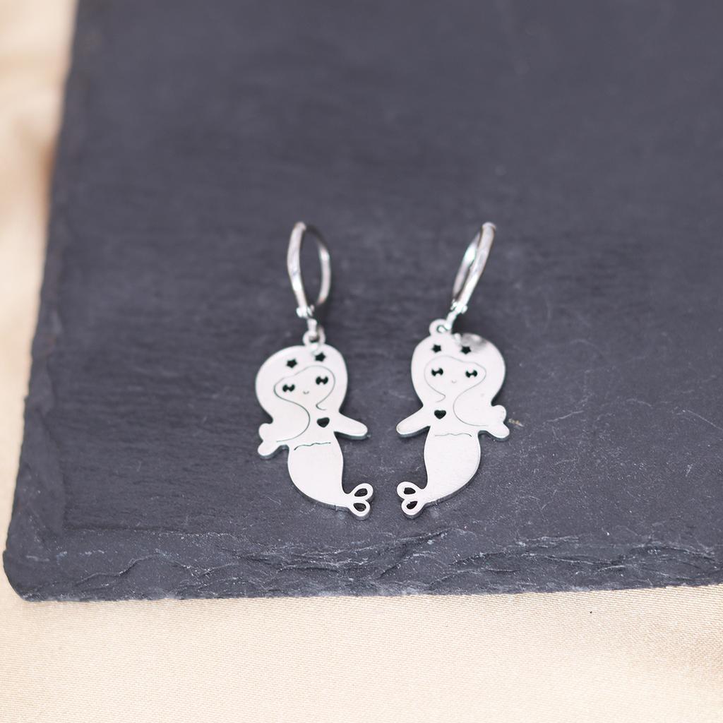 Kinitial Stainless Steel Bulldog Unicorn Dragon Fairy Turtle Sword Death Moth Earrings For Women Trendy Piercing Jewelry