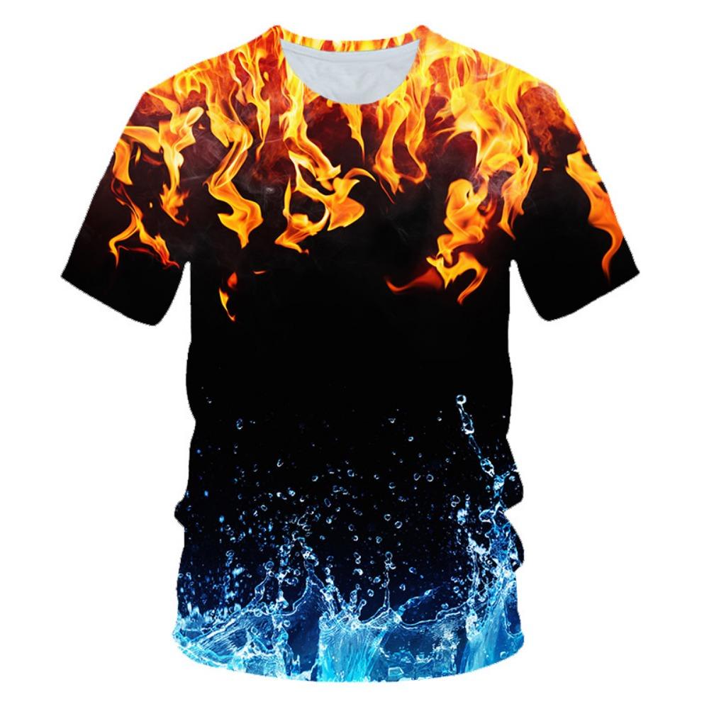 

Fashion Flame 3D Printed T-shirt Men s and Women s Summer Casual Short-sleeved Crewneck Shirt Top 2XL