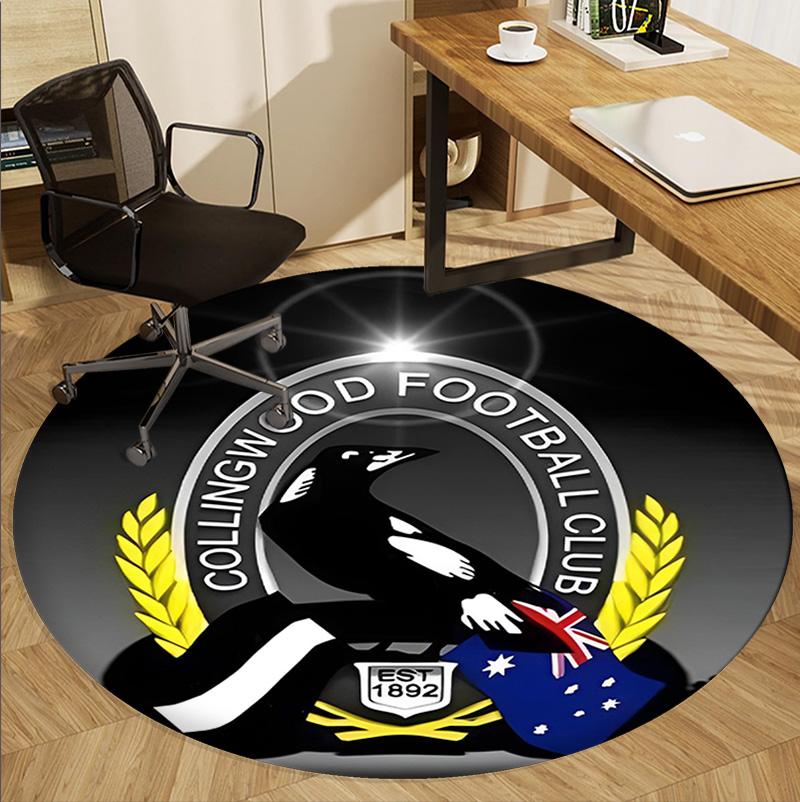 Collingwood Magpies Pattern Round Rug, Indoor/Outdoor Mat, for Picnic, Gameroom, Bedroom, Office, Living Room, Home Decor Carpet, Birthday Gift