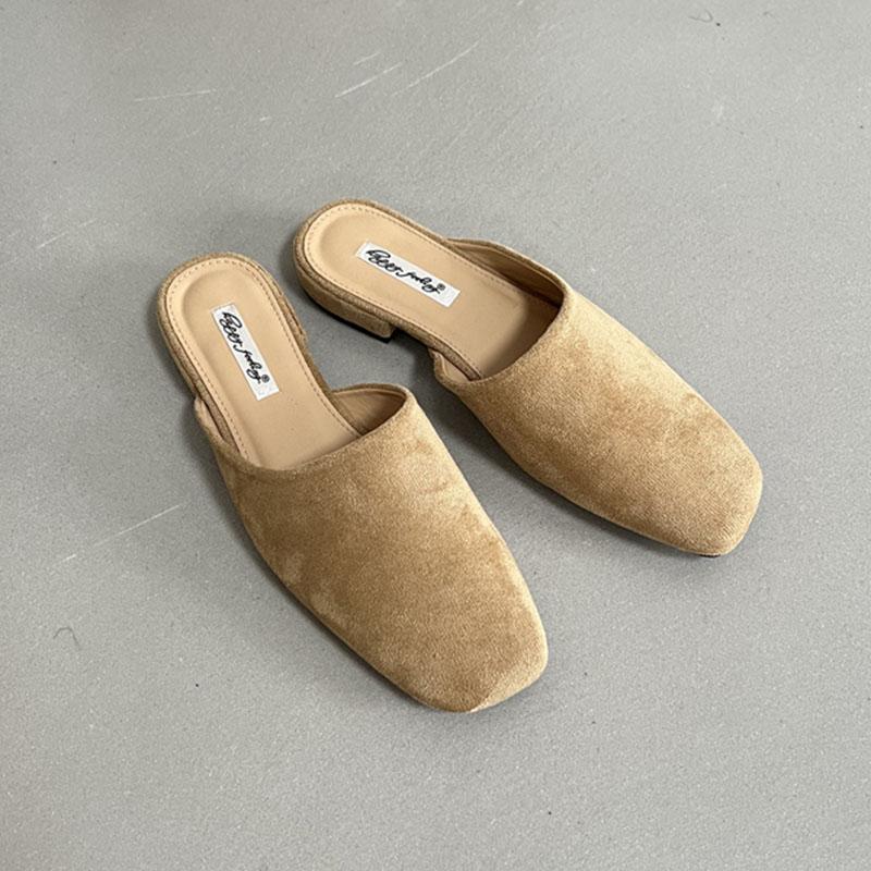 Fashion Luxury Flats Slippers Shoes For Women Mules Summer Spring Fashion Square Toe Ladies Flats Slippers Female Slides Sandals Shoes