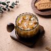 250ml striped heat-resistant borosilicate glass wooden handle iced American latte cup, breakfast milk tea cup