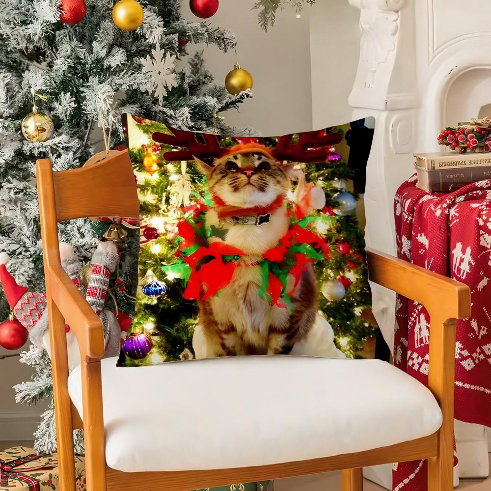 Fantasy And Quirky Animal Christmas Pillow Case Silky Short Plush With Invisible Zipper Dustproof Sofa Cushion Cover