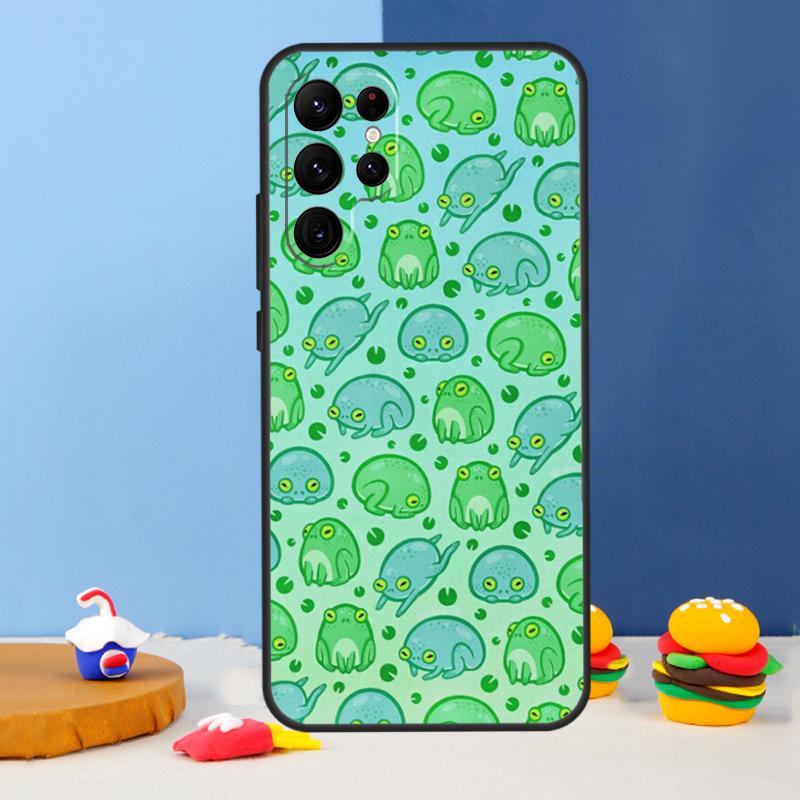 Cartoon Frogs Phone Case For Samsung Galaxy S25 Ultra S9 S10 S20 S22 S21 FE S23 Plus S24 Ultra Cover Coque