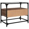 TV Cabinet with Glass Top Brown Oak Finish 60 X 35 X 51 Cm Engineered Wood