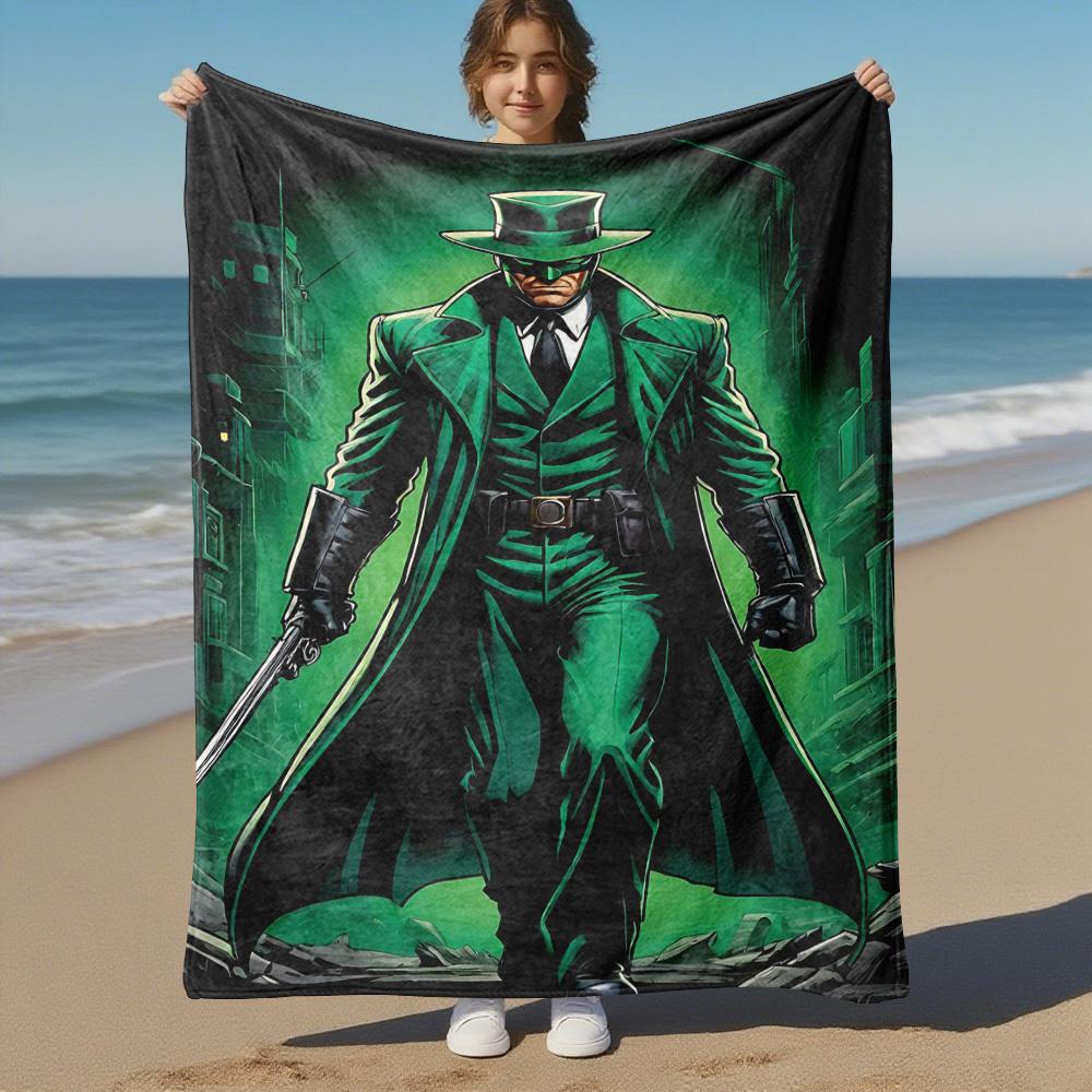 1pc Green RiddlerOutdoor Flannel Blanket Soft Plush Decor for Picnics, camping,Bedroom, Playroom, or Lunch Break, Perfect Gift