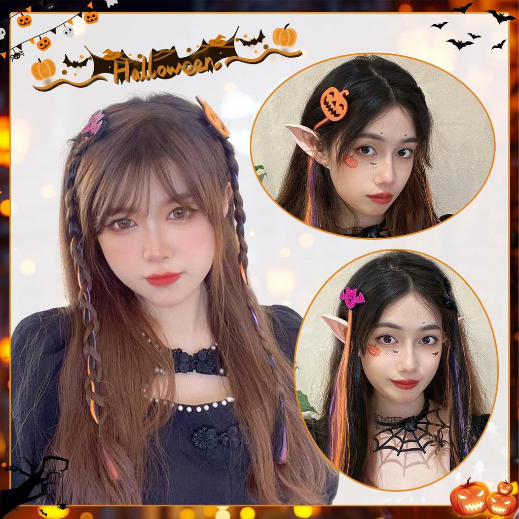 Charmantes Club Halloween Kostüm Haarschmuck, Haarnadeln und Haarspangen, 2-teiliges Set, Niedliche Geist- und Fledermaus-Designs, Einfach zu verwenden, Funkelnde Haarteile