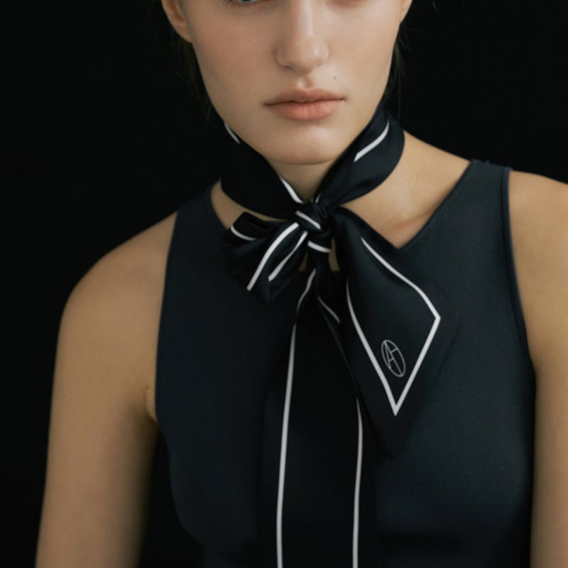 AVVINA PELLE Long Twilly Silk Scarf - Black