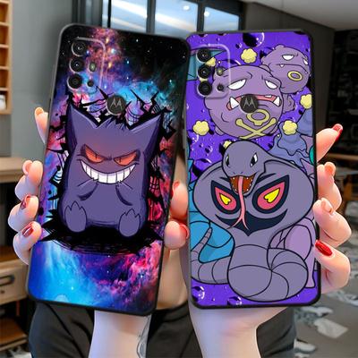 Coque de téléphone pour Motorola Moto X30 One Fusion Plus Edge 20 Lite 30 Pro One Hyper E6s G Stylus S30 Bumper Noir Pokemon Gengar