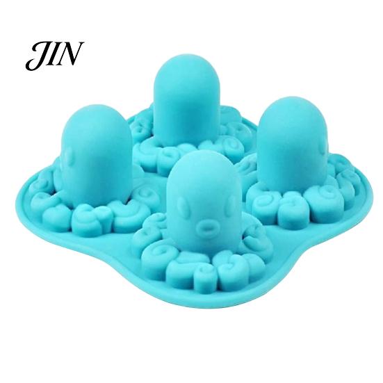 4 Grid Ice Cube Maker Octopus Tray Mold, Maker, Food Grade Four-piece Mold Soft TPR Easy Release for Jelly Chocolate Drinks And Cocktails