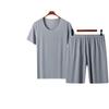 Ice Silk Short Sleeve Summer Pajama Set - Seamless Round Neck, Lightweight Home Sportswear