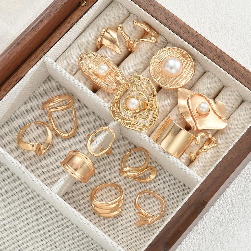 iF ME 15 Pcs Lava Line Flower Ring Set Fashion Women Dainty Jewelry For Daily Wear Party Wedding Birthday Christmas Gift.