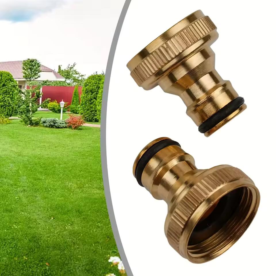 2pcs Brass Faucet Tap Connector Mixer Hose Adaptor Quick Connecter 1/2 3/4 1 Inch Copper Hose Coupling Adapter Garden Watering Fittings Tool