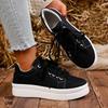 Autumn new large-size single shoes women's round head thick-soled casual lace-up round head foreign trade women's single shoes