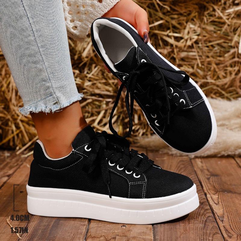 Autumn new large-size single shoes women's round head thick-soled casual lace-up round head foreign trade women's single shoes