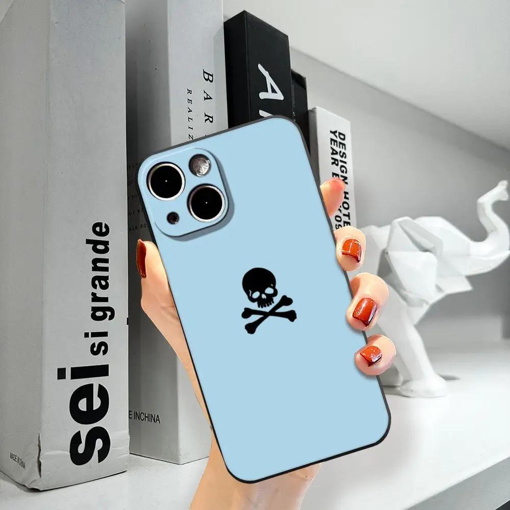 Black Skull Phone Case For iPhone 17 16 15 11 12 14 13 Pro Max Mini X XS XR 7 Plus 16E Air Shockproof Soft Silicone Cover Fundas