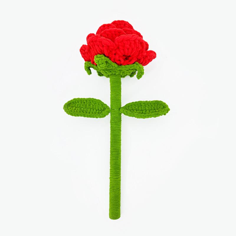 Handmade Knitted Bouquet, Ice Yarn Sunflower Rose, Fake Flower Gift for Teacher Women‘s Day