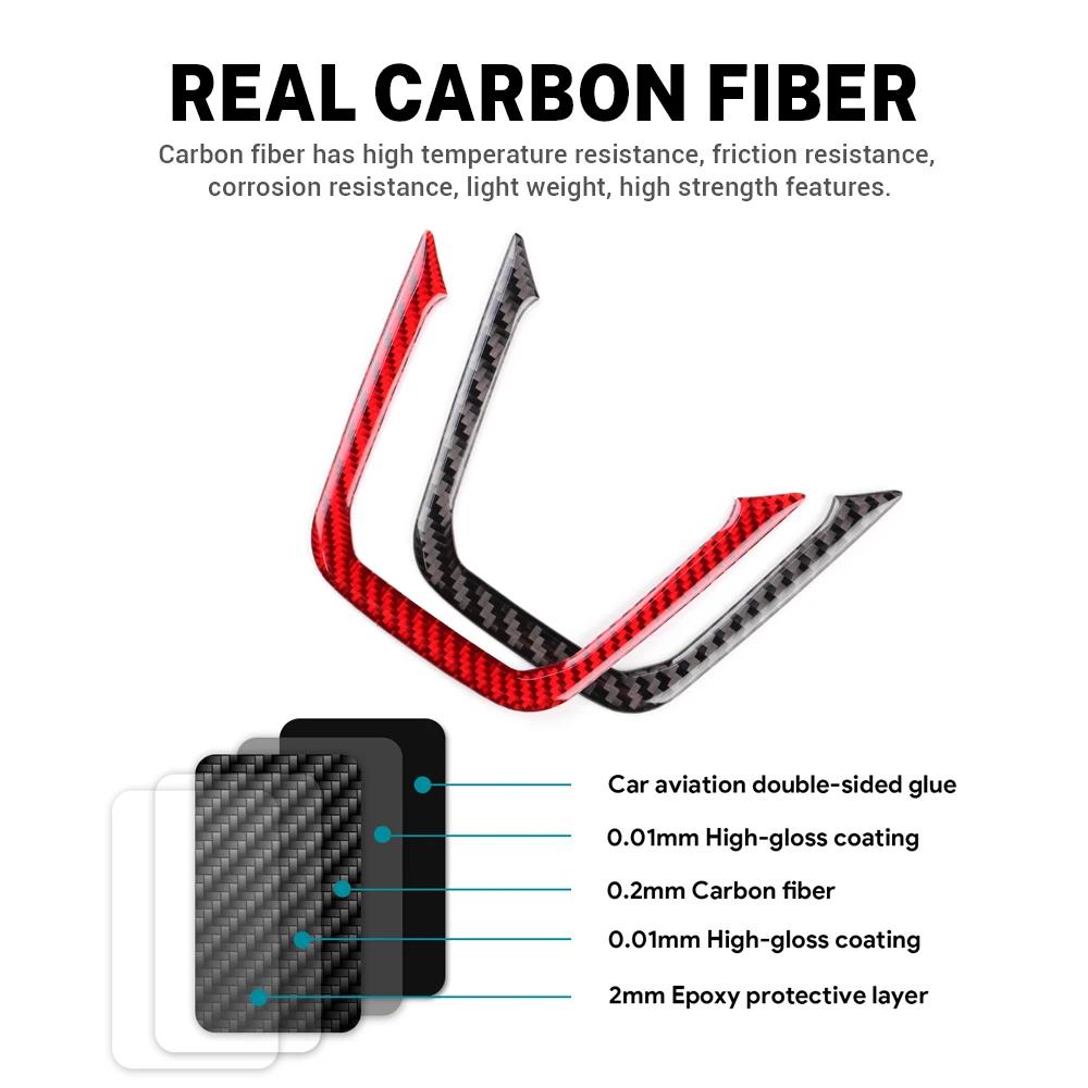 Real Soft Carbon Fiber Sticker For Ford Mustang GT 2024 2025 LHD RHD Car Steering Wheel Button Frame Interior Trim Accessories