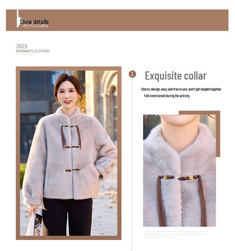 Mother's Mid-Length Faux Mink Fur Coat for Autumn and Winter Weddings