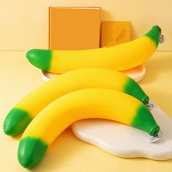 Banana Squeeze Toy Soft Rubber Stress Relief Toy Fun Pinch Sensory Toy Portable Fidget Toy Safe for Kids Adults Anxiety Relief Gift