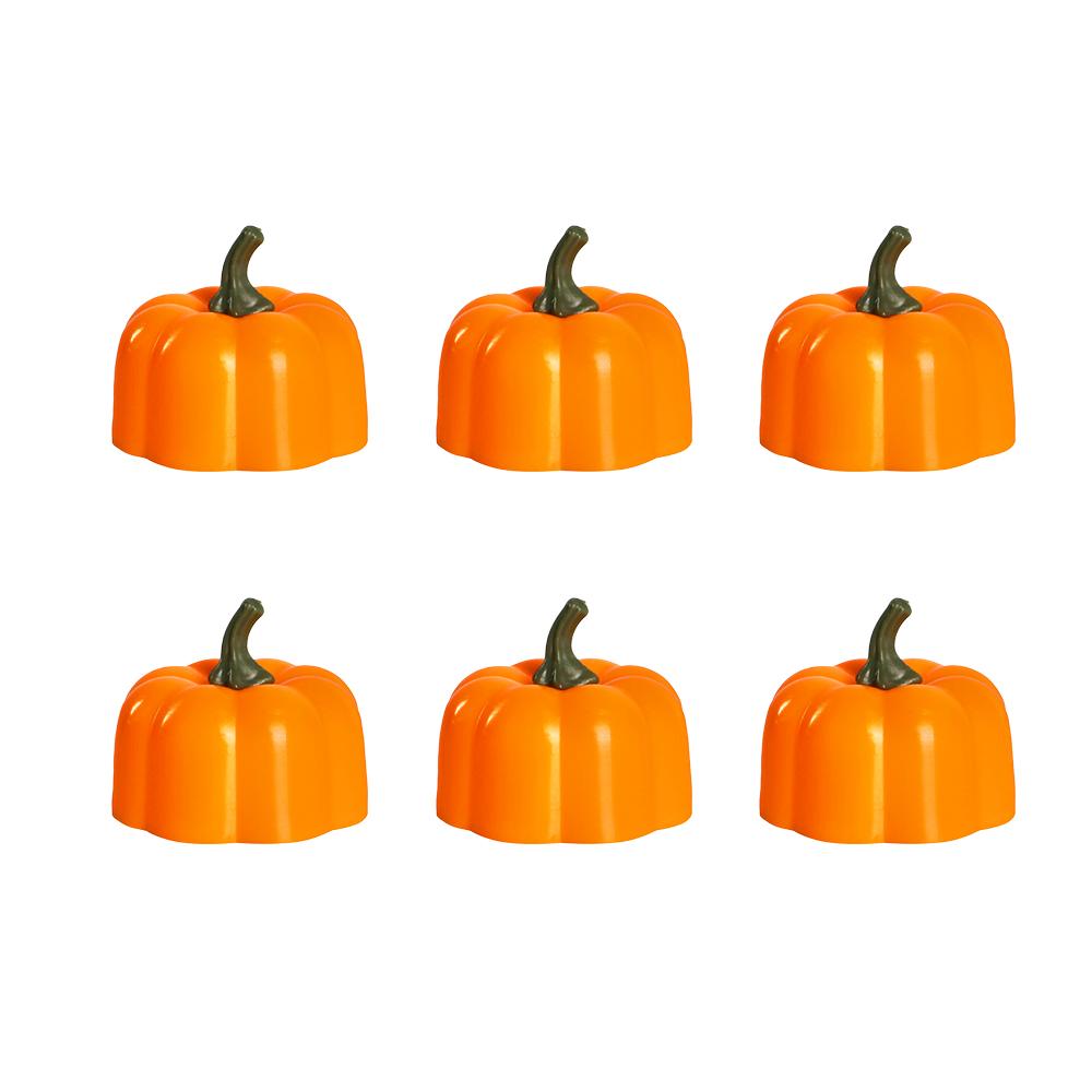 6pcs Pumpkin Candle Lights, LED Candles Tea Lights, Halloween Decoration Lights, Flameless Candles Lamp, Battery Candles Lights