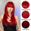 HAIRCUBE Červená rovná syntetická paruka pro ženy Dlouhá přírodní vrstvená paruka s ofinou Cosplay Party Paruka z tepelně odolných vláken