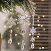6Pcs Creative Acrylic Christmas Snowflake Pendant Christmas Tree Pendant Ice Bar Simulated Snowflakes Christmas Decorations
