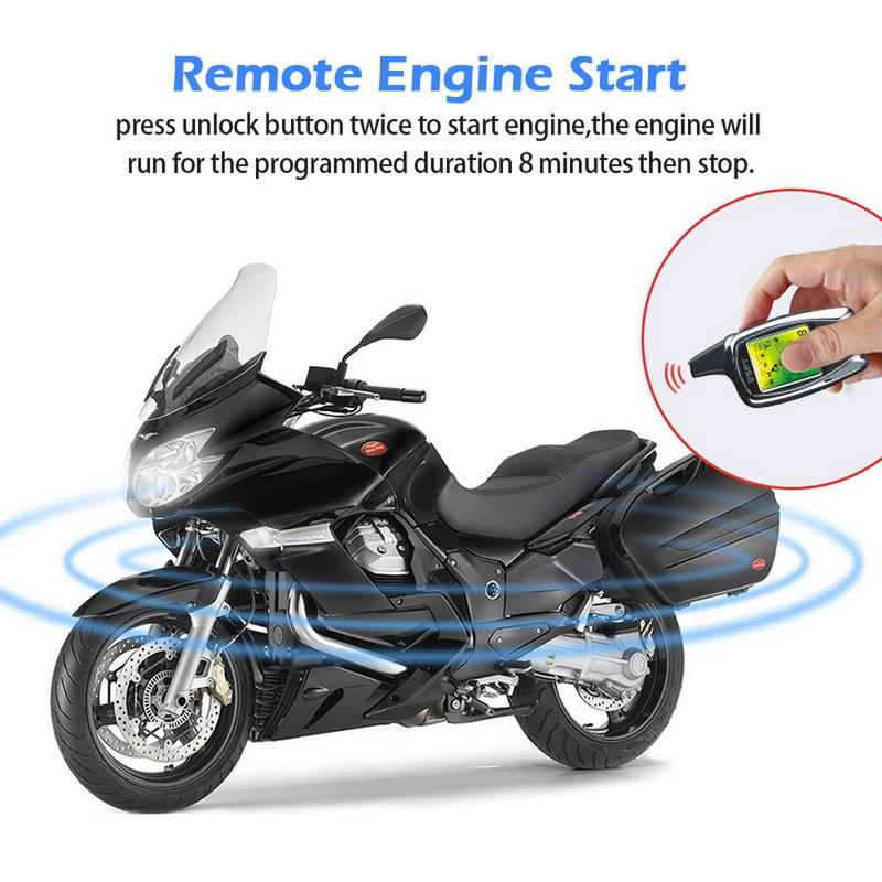 Germany Spy Two Way Motorcycle Alarm System Engine Start 2 LCD Remote 5000Meter Security Gas Diesel 209 Motor Bike