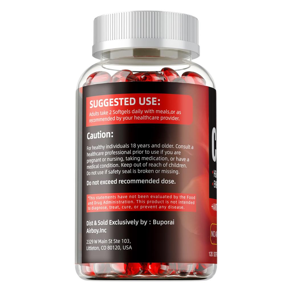 CoQ10 potenziata, 500 mg per porzione, Complesso antiossidante per supportare la salute del cuore e aumentare la produzione di energia, 120 capsule