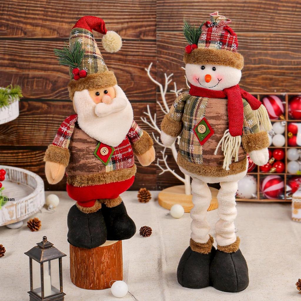 Jingchen Christmas Telescopic Doll: Santa Claus & Snowman Window Display Ornament