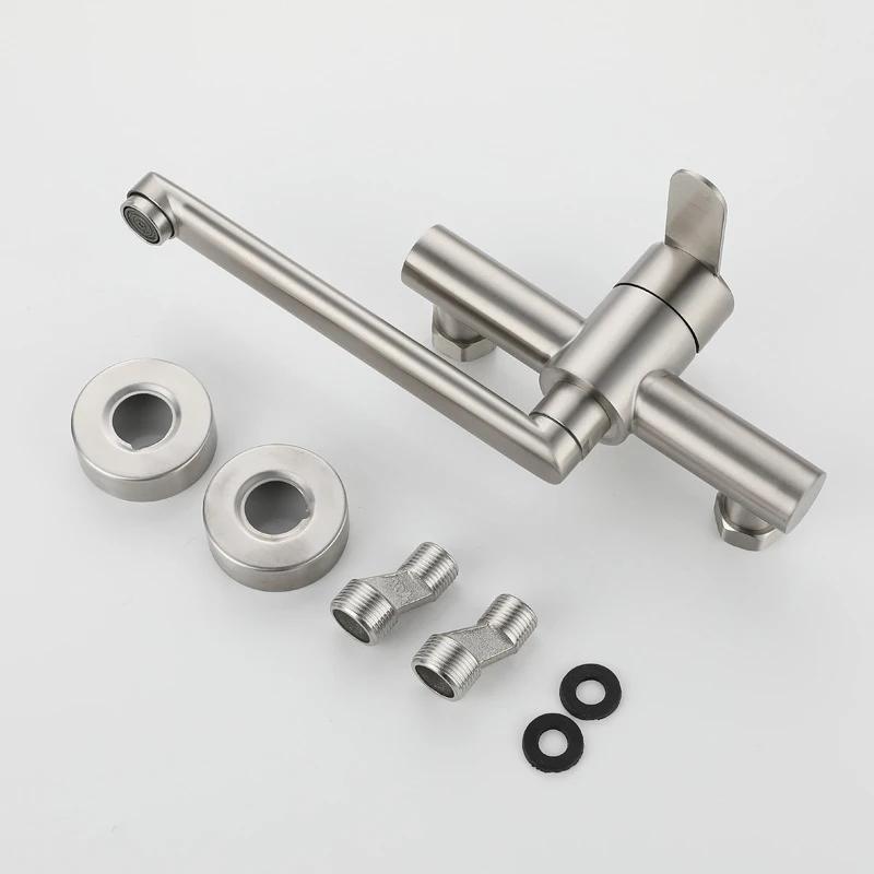 Kitchen Faucet Mixers Wall Mounted 304 Stainless Steel Mixer Tap Sink Faucet Hot Cold Water Mixer Mop Pool Tap Basin Faucet